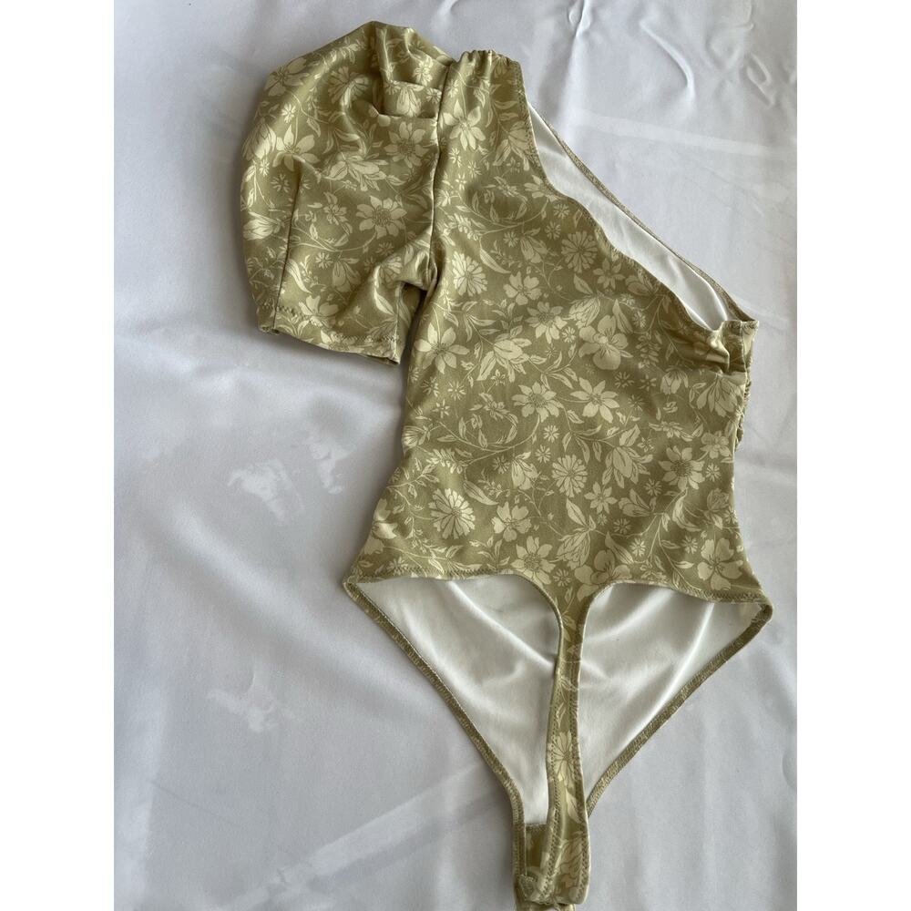 Free People Something Bout You Floral Print Bodysuit In Pale Yellow Tan Size XS - Picture 14 of 14